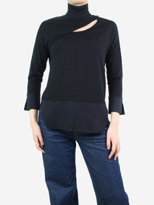 Christian Dior Black high-neck cutout wool sweater - size UK 6