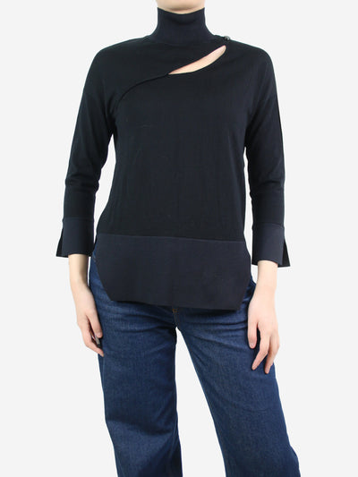 Black high-neck cutout wool sweater - size UK 6 Knitwear Christian Dior 