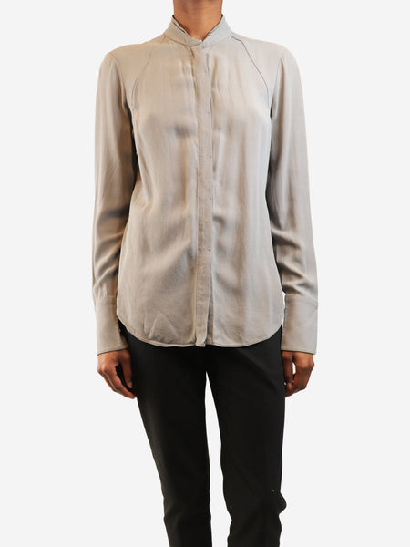 Grey silk button down shirt - size S product image