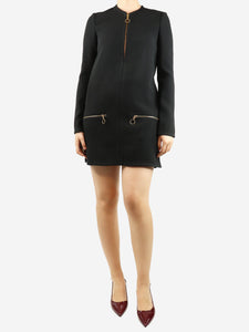 Celine Black zip-front mini dress - size UK 8