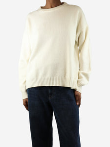 The Row Cream wool-blend crewneck jumper - size XS