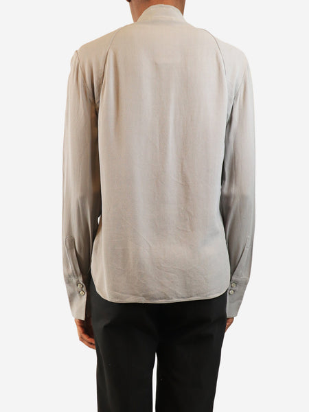 Grey silk button down shirt - size S alternate image
