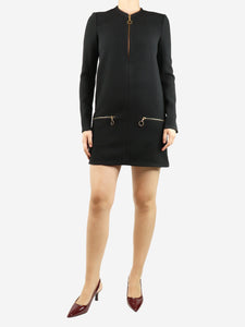 Celine Black zip-front mini dress - size UK 8