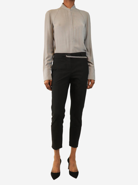 Black diamante belt trousers - size UK 8 alternate image