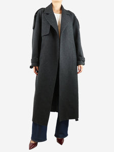 The Frankie Shop Grey belted wool coat - size S