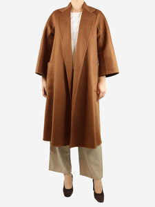 Max Mara Brown belted cashmere coat - size UK 4