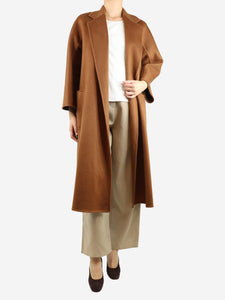 Max Mara Brown belted cashmere coat - size UK 4