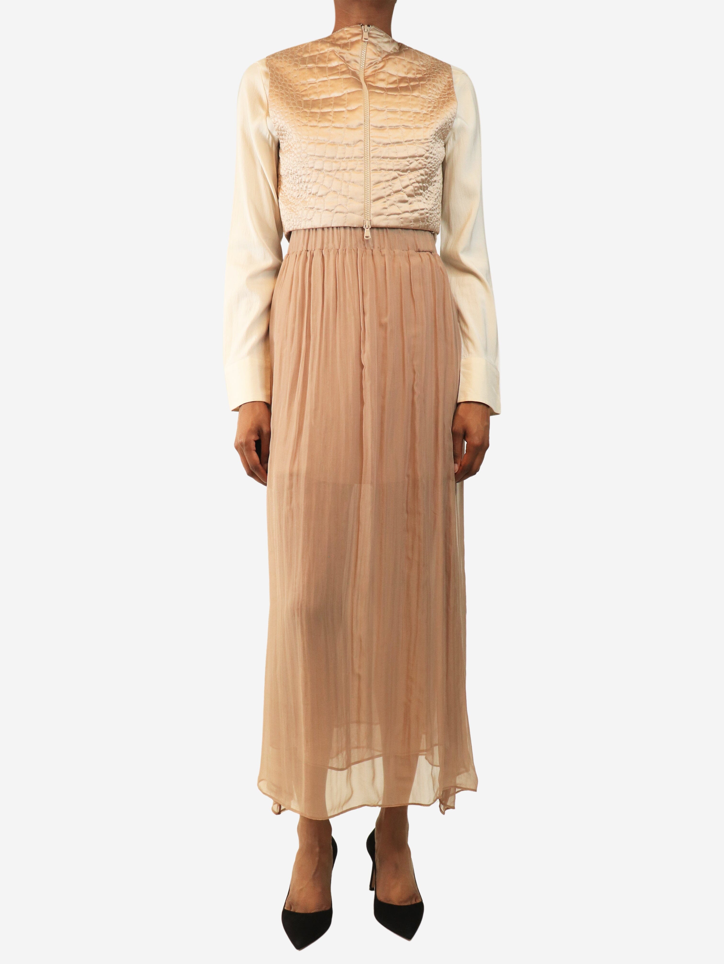Dusty pink satin top and skirt two piece - size UK 8 Sets Brunello Cucinelli 