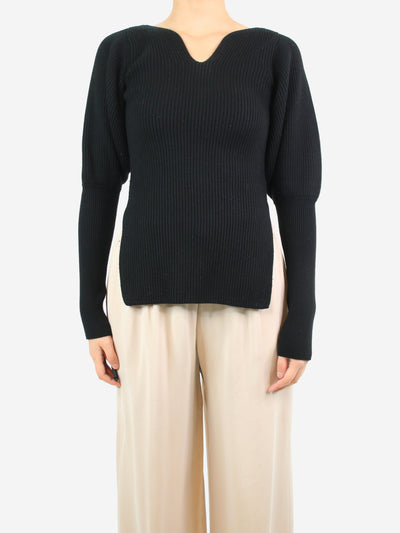 Black merino wool ribbed puff-sleeve jumper - size S Knitwear Khaite 
