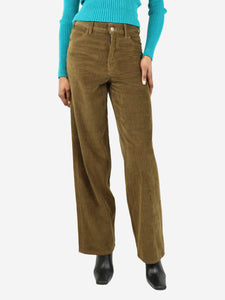 Celine Brown wide-leg corduroy trousers - size UK 8