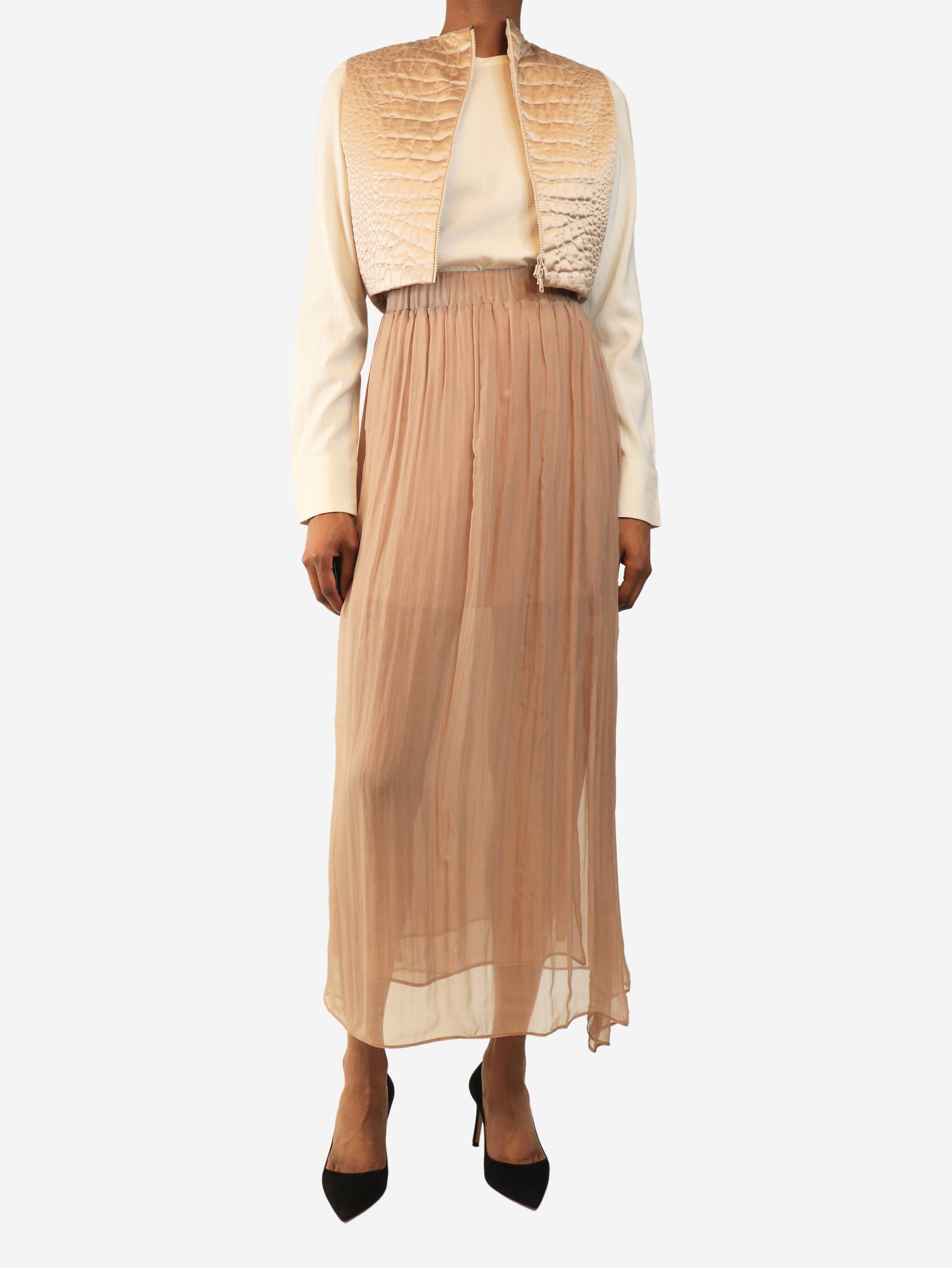 Dusty pink satin top and skirt two piece - size UK 8 Sets Brunello Cucinelli 