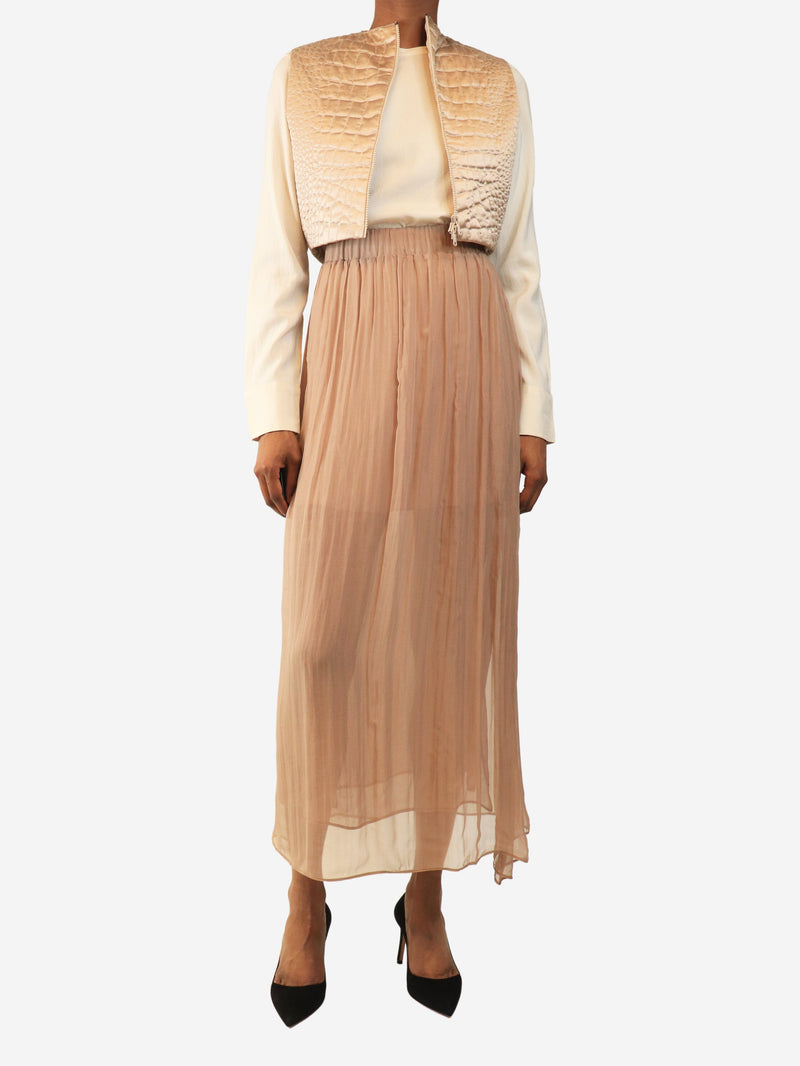 Dusty pink satin top and skirt two piece - size UK 8 Sets Brunello Cucinelli 