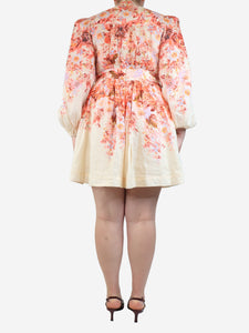 Zimmermann Pink and neutral floral printed mini dress - size UK 14