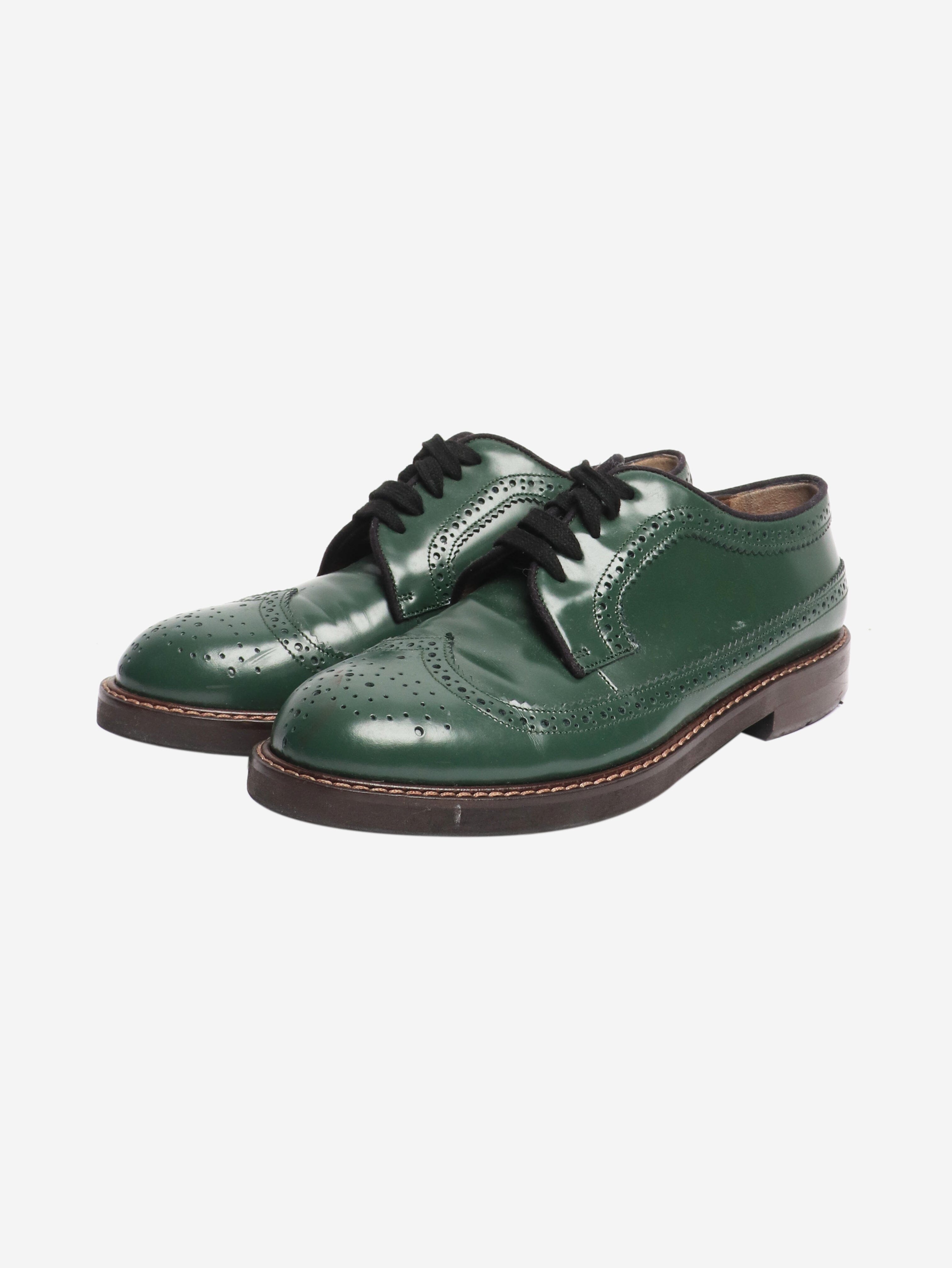 Green leather brogues - size EU 40 Flat Shoes Marni 