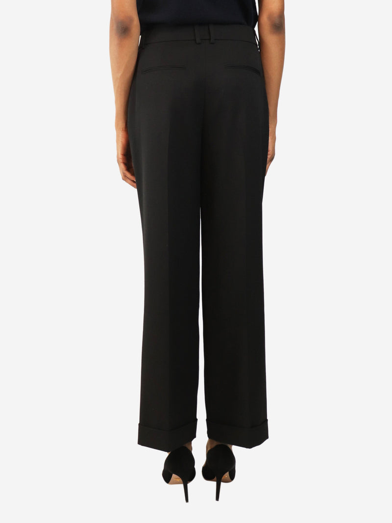 Black satin panel trousers - size UK 10