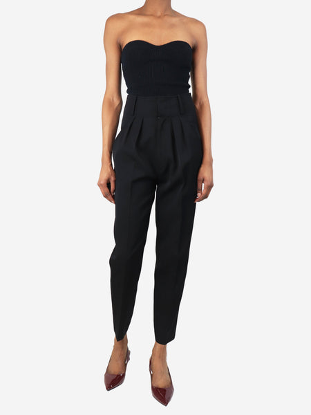 Black wool tapered trousers - size UK 6 alternate image