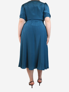 Soler Dark teal silk belted midi dress - size M