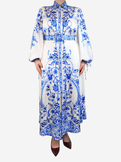 Blue floral printed midi dress - size UK 12 Dresses Giambattista Valli 