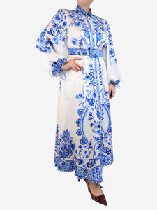 Giambattista Valli Blue floral printed midi dress - size UK 12