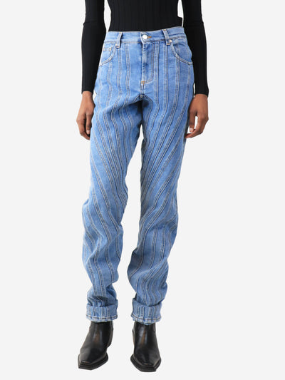 Blue denim panelled jeans - size UK 6 Trousers Mugler 