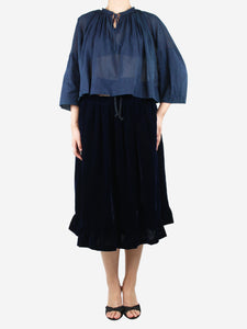 Comme Des Garçons GIRL Dark blue velvet midi skirt - size S