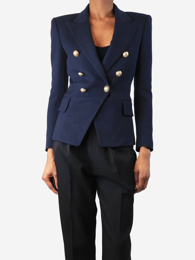 Navy double-breasted wool jacket - size UK 8 Coats & Jackets Balmain 