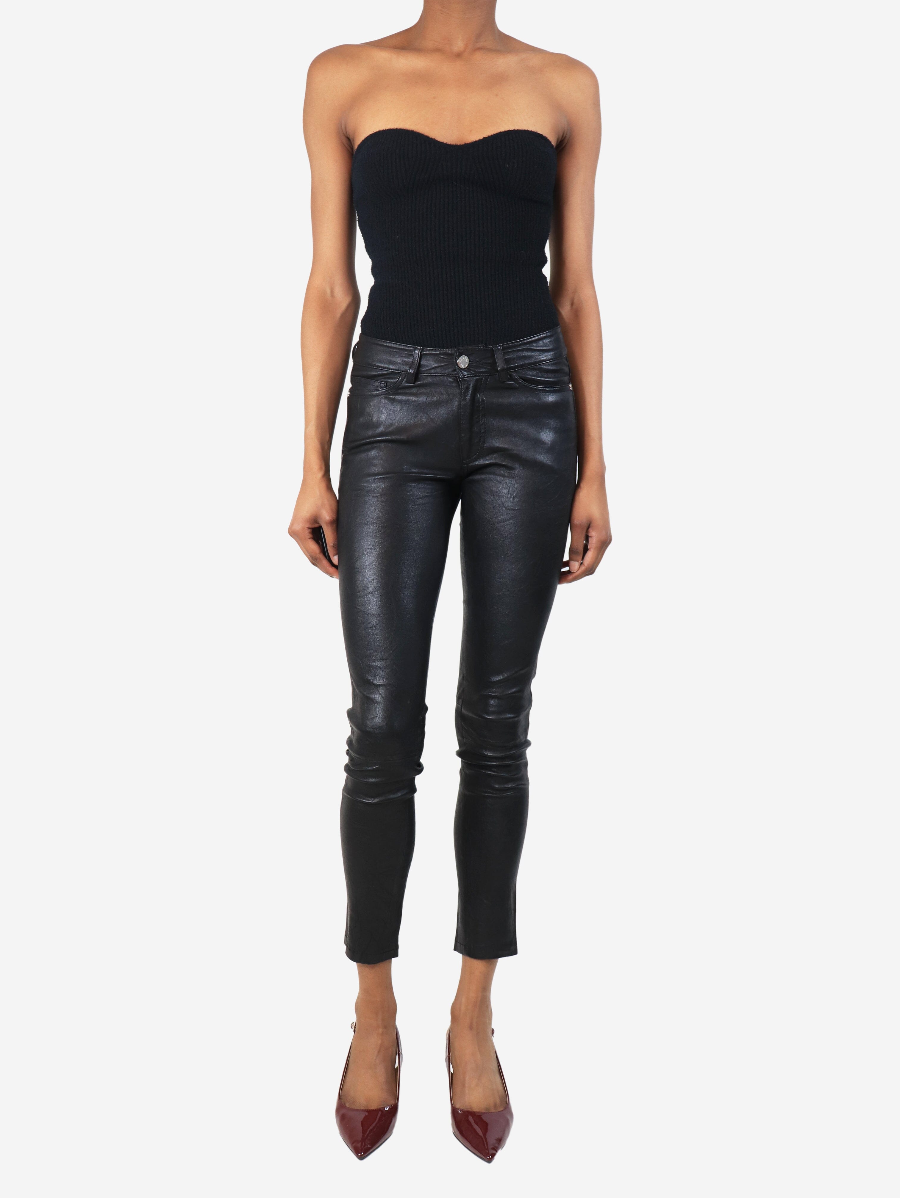 Black Phlame slim-leg leather trousers - size UK 6 Trousers Zadig & Voltaire 
