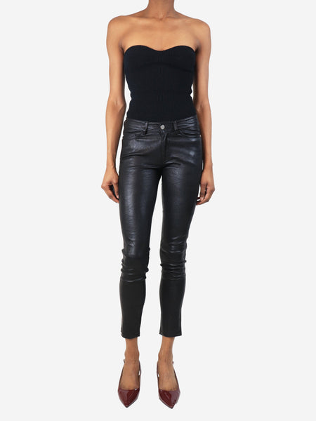 Black Phlame slim-leg leather trousers - size UK 6 alternate image