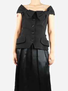 Christian Dior Black bow-detail waistcoat - size UK 14