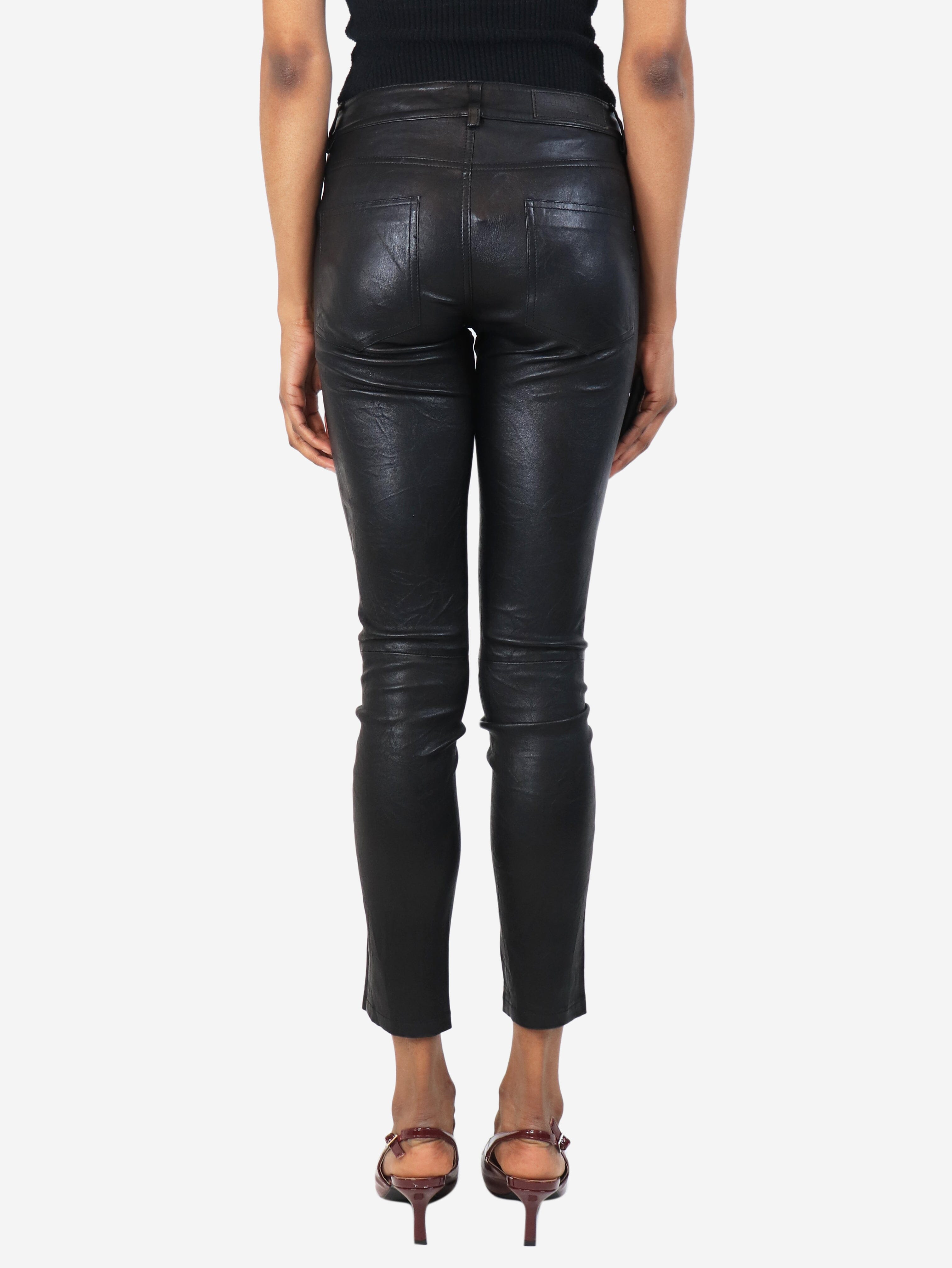 Black Phlame slim-leg leather trousers - size UK 6 Trousers Zadig & Voltaire 