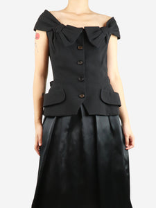 Christian Dior Black bow-detail waistcoat - size UK 14