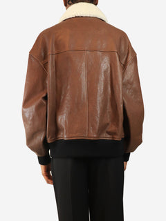 Brown shearling-trimmed leather jacket - size XS Coats & Jackets Khaite 