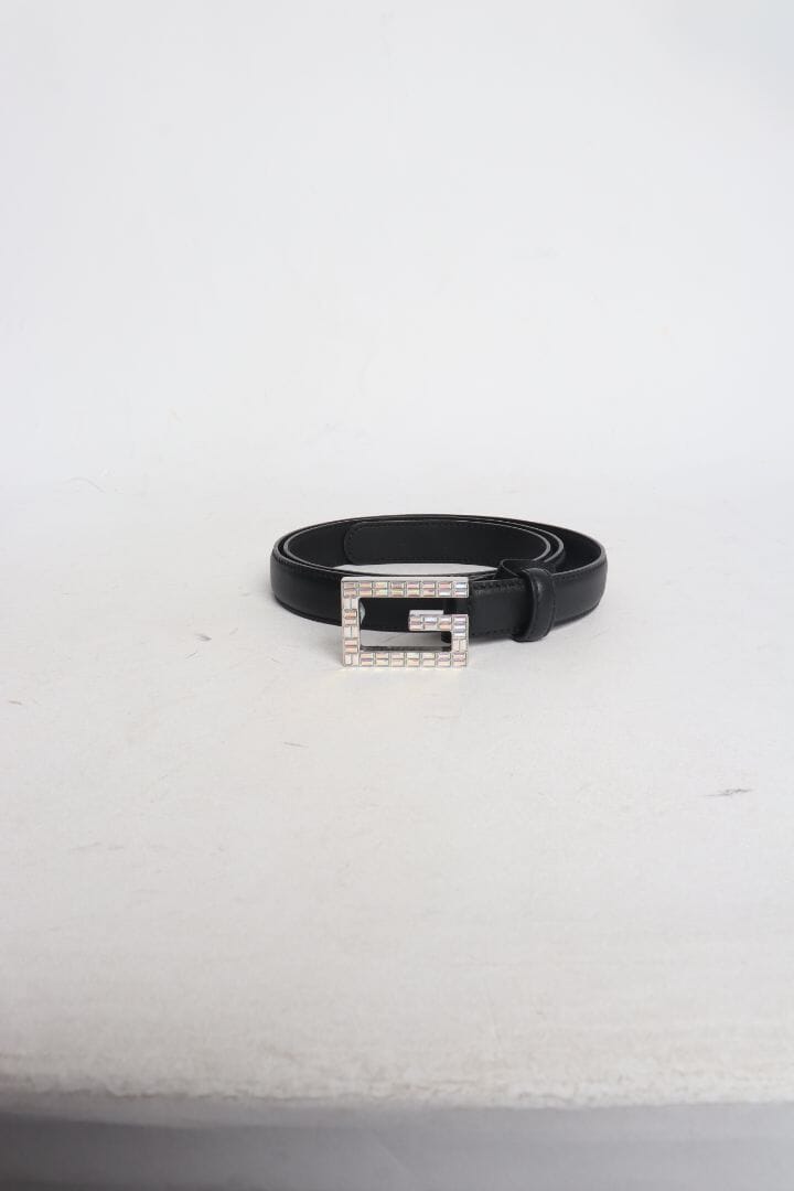 Black crystal G leather belt Belts Gucci 