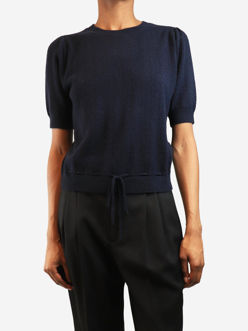 Navy short-sleeved knit top - size S Knitwear Frame 