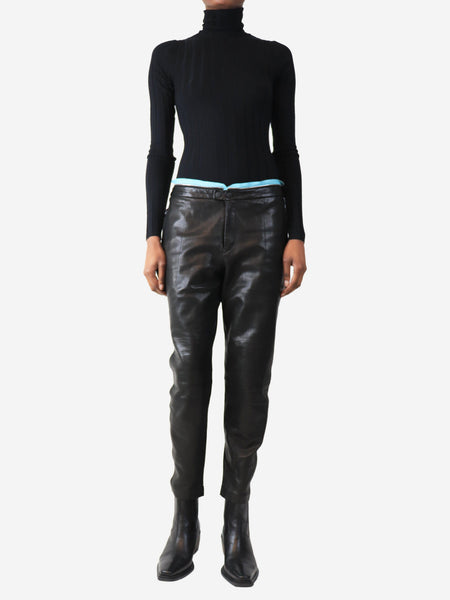Black leather trousers - size UK 6 alternate image