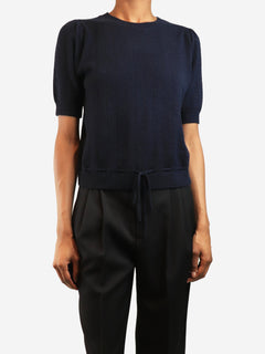 Navy short-sleeved knit top - size S Knitwear Frame 