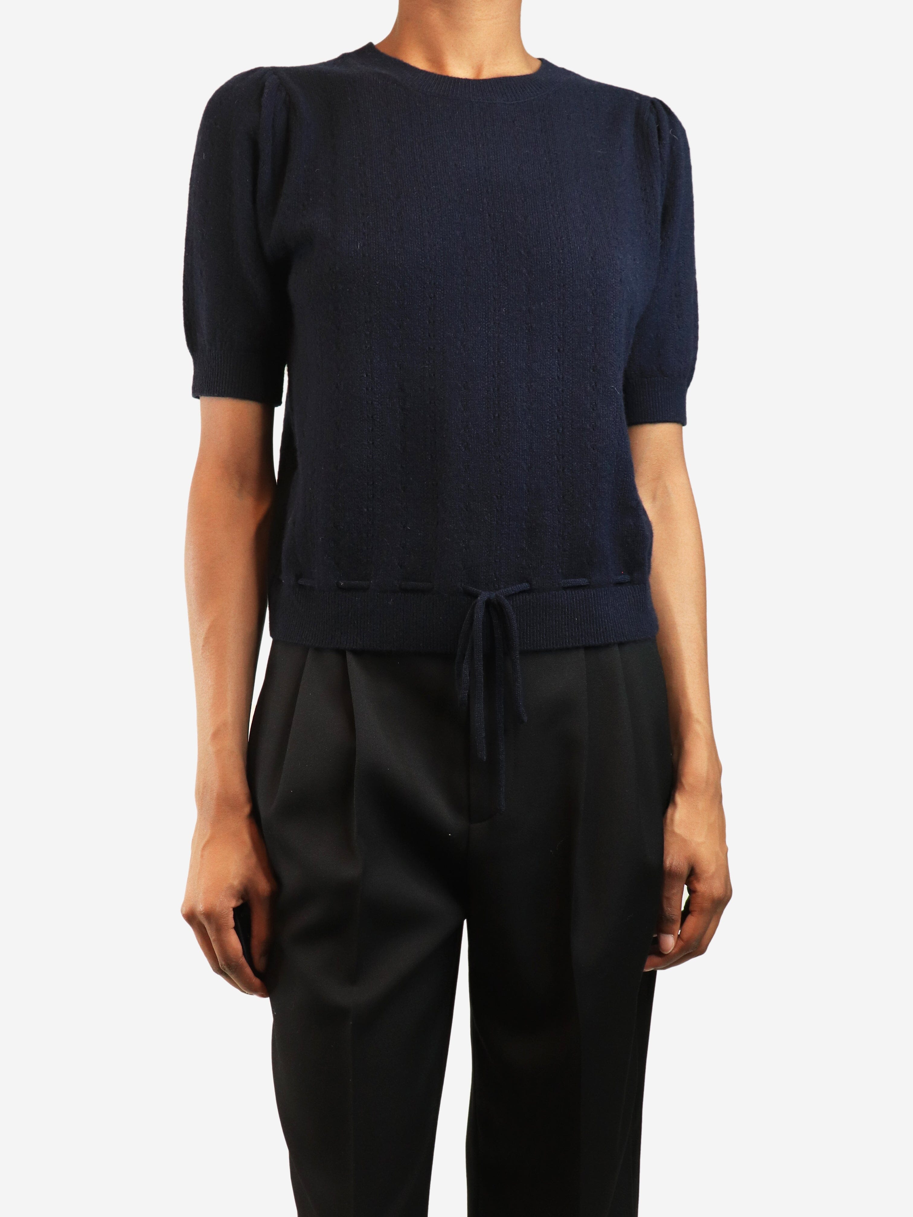 Navy short-sleeved knit top - size S Knitwear Frame 