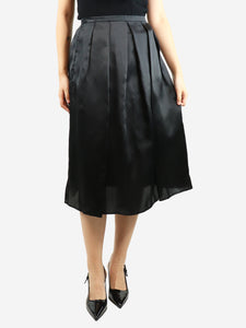 Burberry Black silk pleated midi skirt - size UK 10