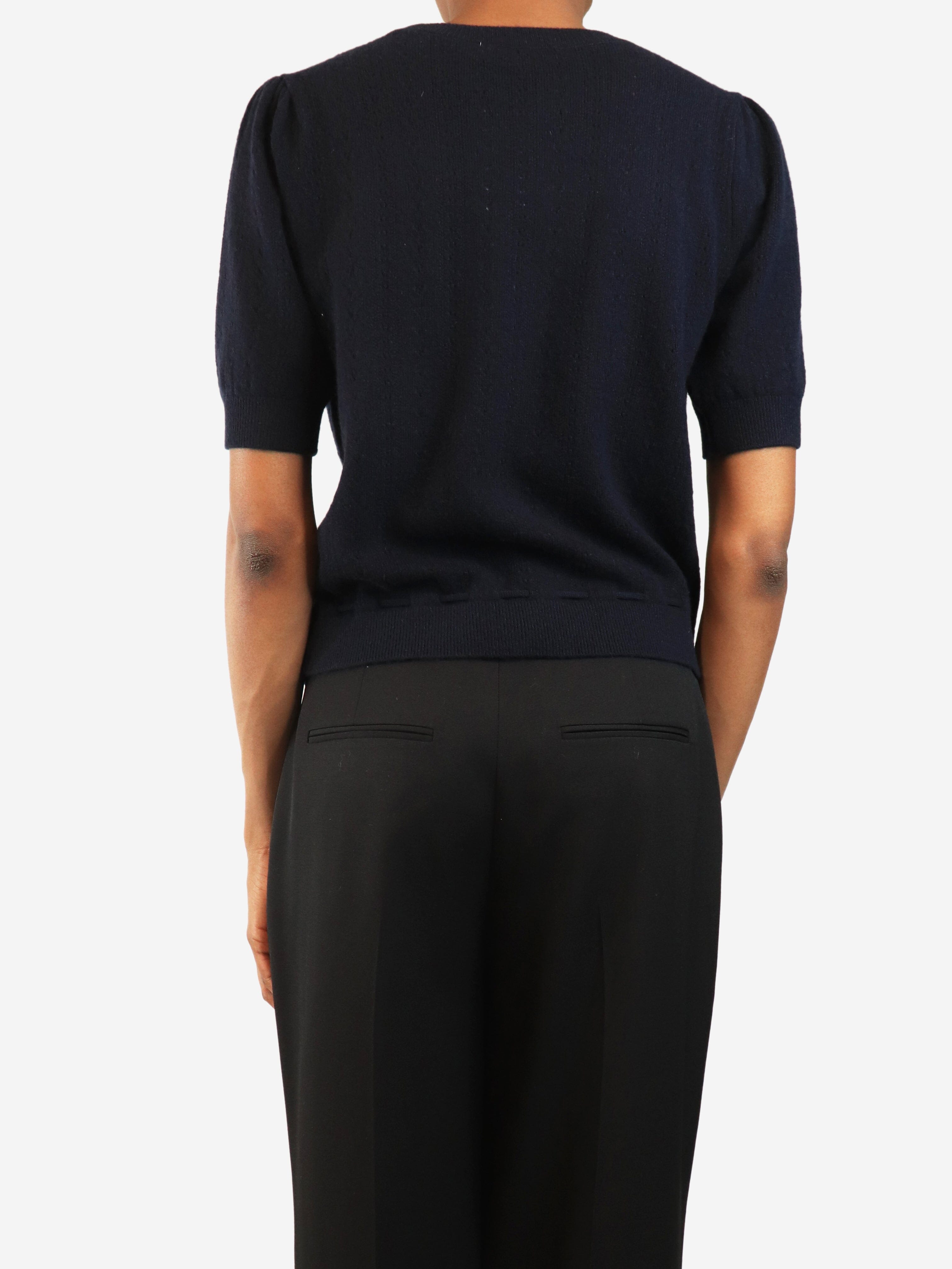 Navy short-sleeved knit top - size S Knitwear Frame 