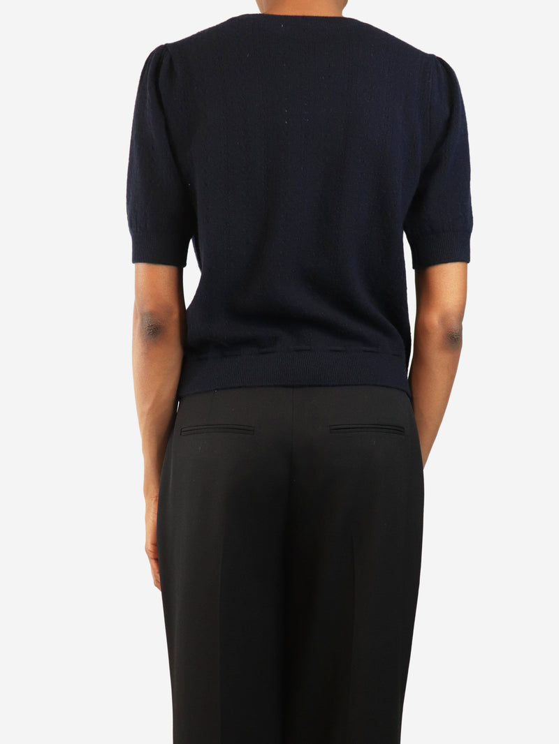 Navy short-sleeved knit top - size S Knitwear Frame 