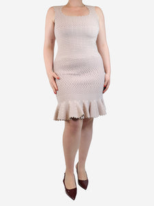 Alaia Pink sleeveless textured midi dress - size UK 12