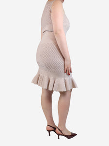 Alaia Pink sleeveless textured midi dress - size UK 12