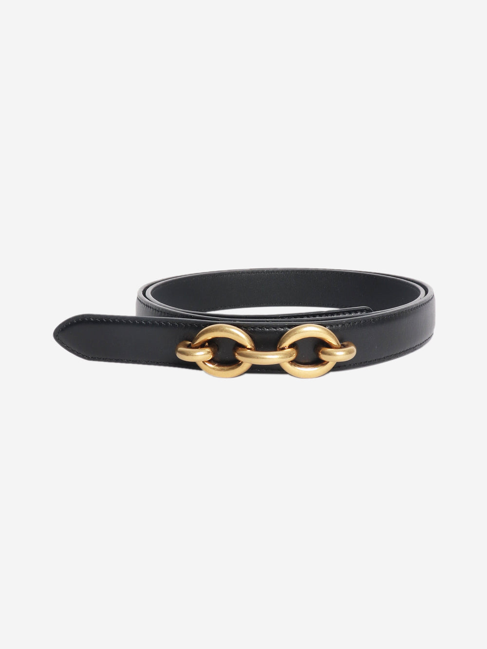 Black chain-detail leather belt Belts Saint Laurent 