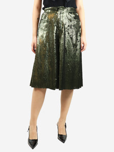 Marques / Almeida Green sequin-embellished midi skirt - size UK 10