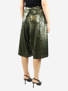 Marques / Almeida Green sequin-embellished midi skirt - size UK 10