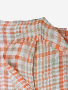Loro Piana Orange check fringed scarf