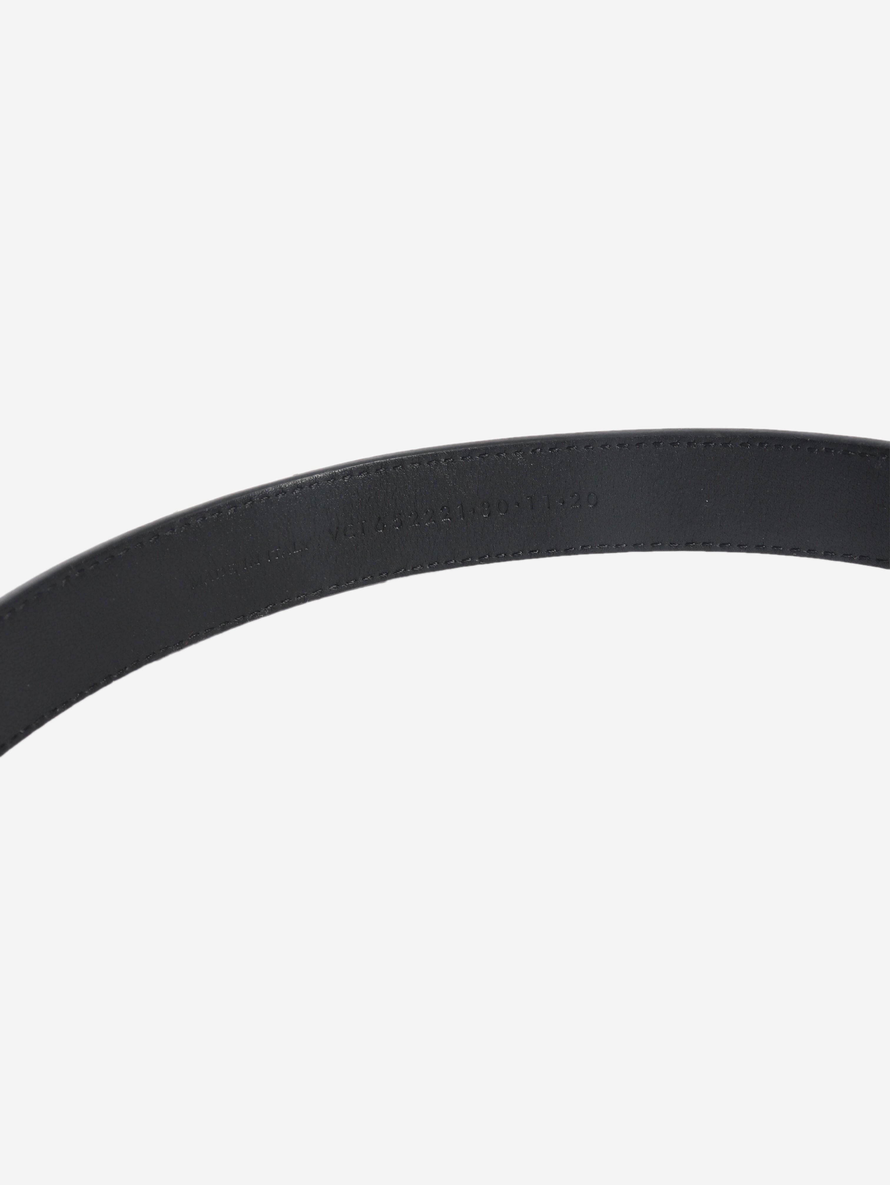 Black chain-detail leather belt Belts Saint Laurent 