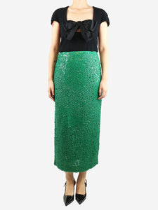 Dries Van Noten Green sequin-embellished midi skirt - size UK 10