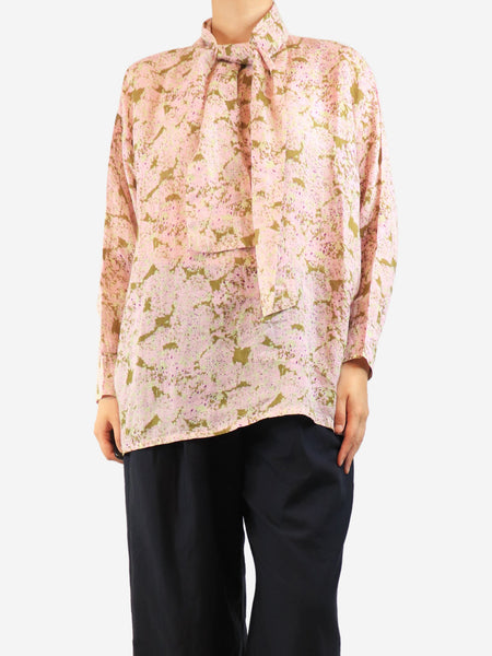 Pink printed linen blouse - size M product image