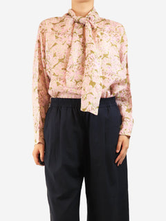 Pink printed linen blouse - size M